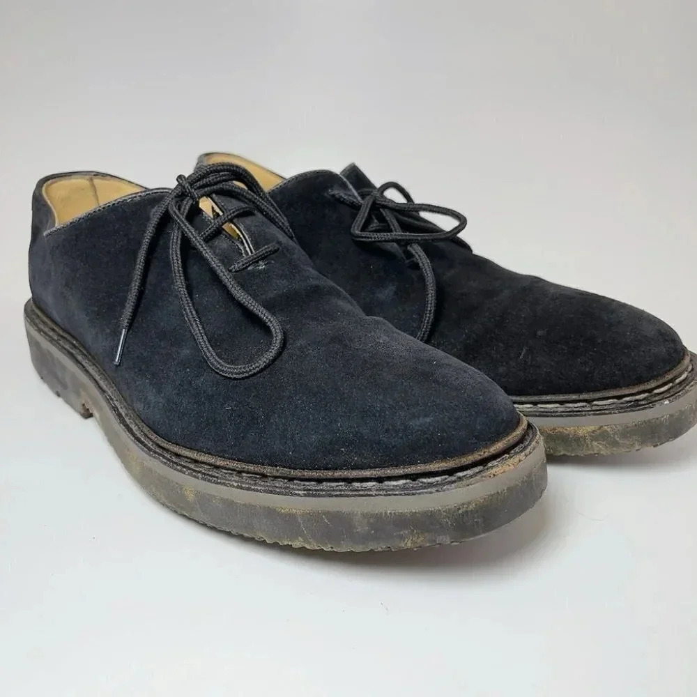 Heschung Suede Black Low Top Oxford Lace Up  Shoes